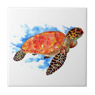 Orange Sea Turtle Tile