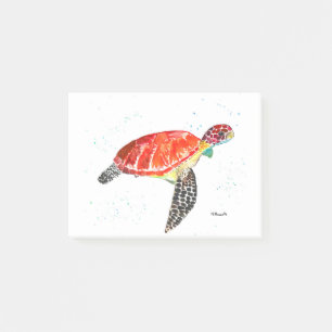 Orange sea turtle watercolor coastal tropical post-it notes