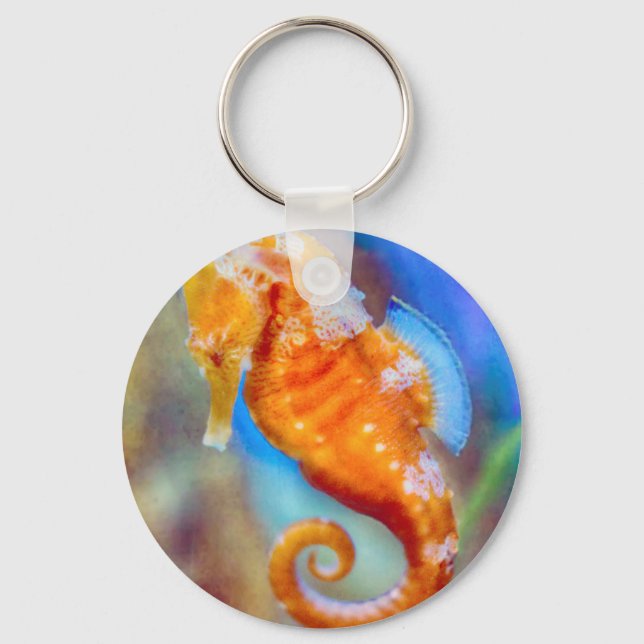 Orange Seahorse delight Keychain (Front)