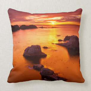 Orange seascape, sunset, California Throw Pillow