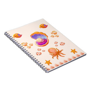 Orange Seashell & Fish – Coastal Ocean Aesthetic Notebook