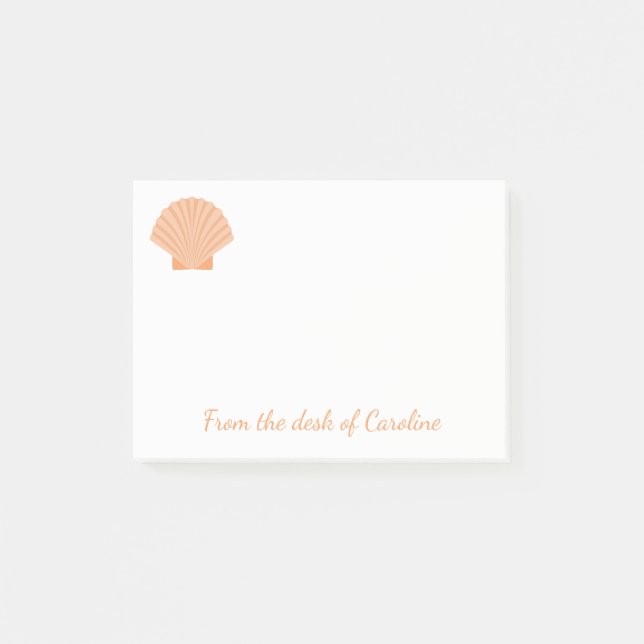 Orange Seashell Nautical Beach - Love Post-it Notes (Front)