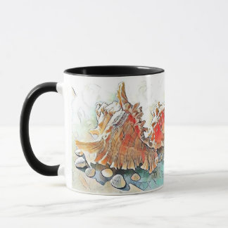 Orange Seashells on beach watercolor painting  Mug