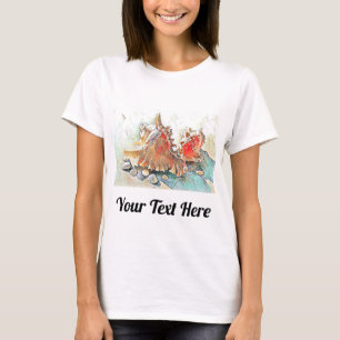 Orange Seashells on beach watercolor painting T-Shirt