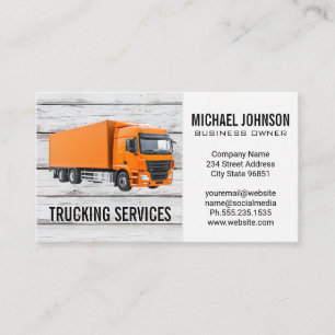 Orange Semi Truck   Construction Transport Business Card