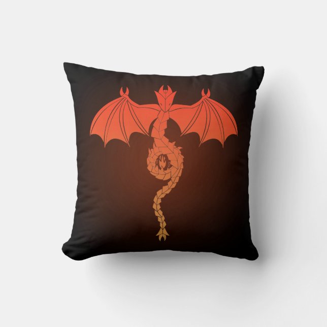 Orange Serpent Dragon Throw Pillow (Front)