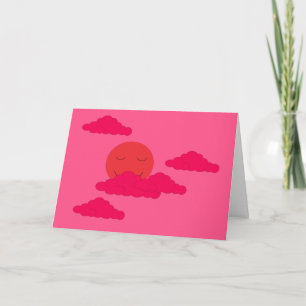 Orange Setting Sun in Red Sky: Blank Card