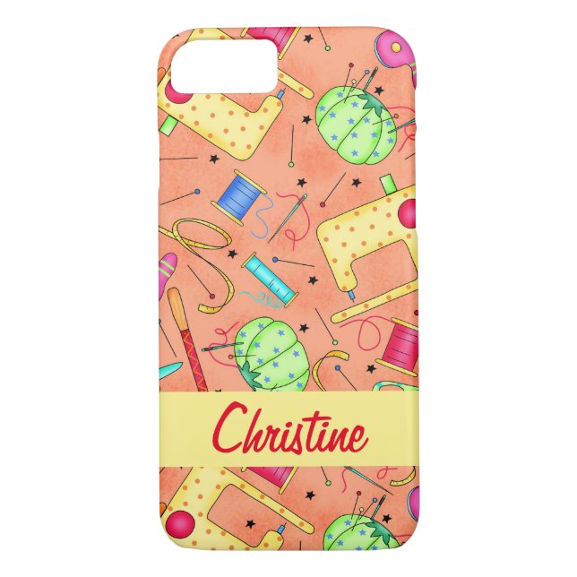 Orange Sewing Notions Art Name Personalized Case-Mate iPhone Case (Back)