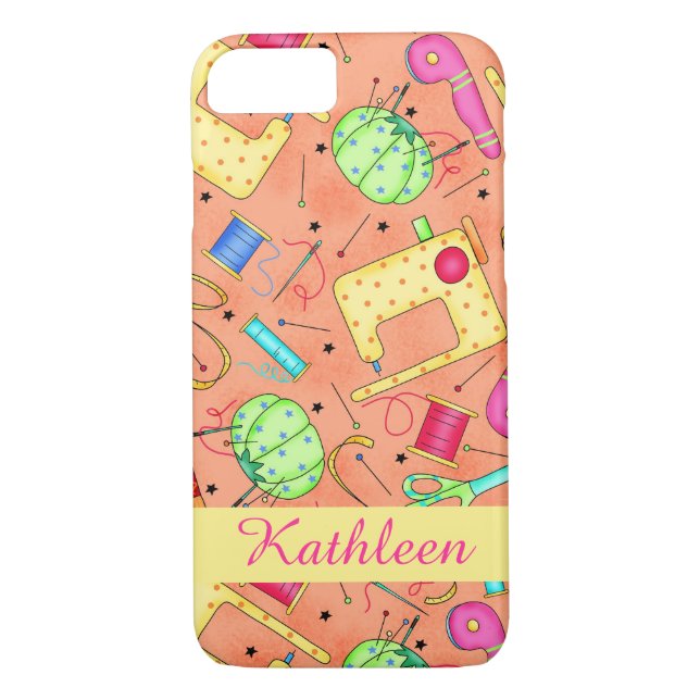 Orange Sewing Notions Art Name Personalized Case-Mate iPhone Case (Back)