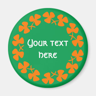 Orange Shamrocks Border Add Text Magnet