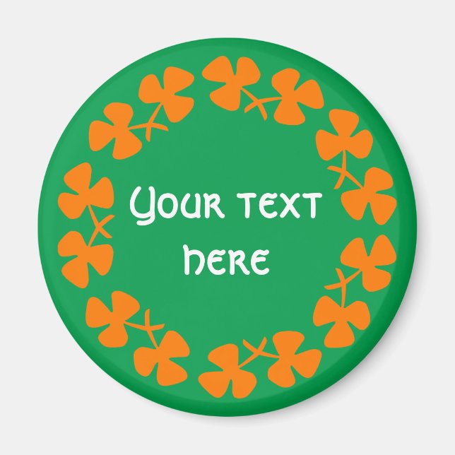 Orange Shamrocks Border Add Text Magnet (Front)