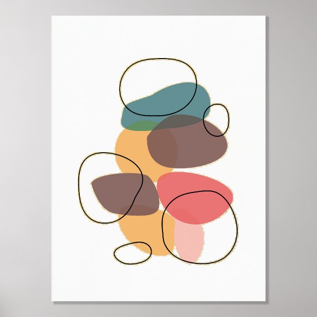 Orange Shapes Artistic Composition Foil Prints (Front)