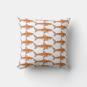 Orange Shark Throw Pillow