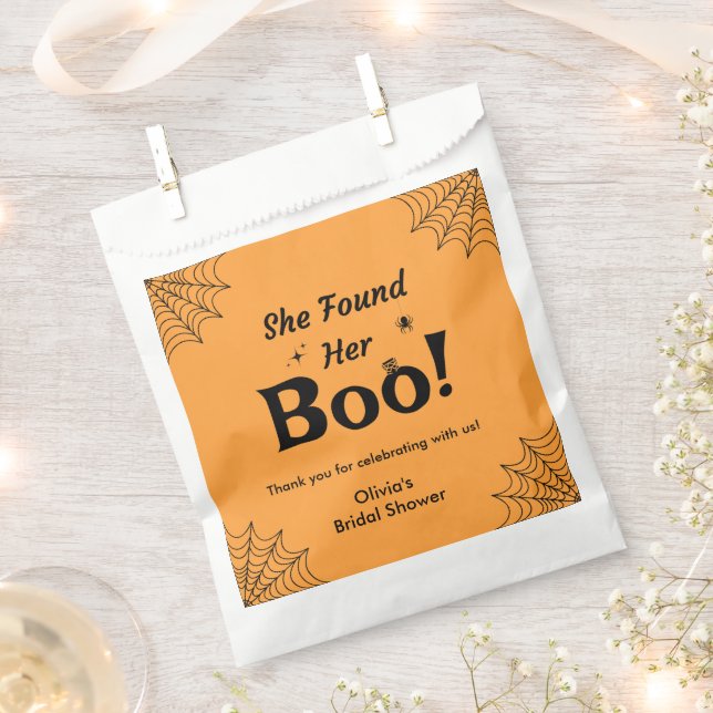Orange She Found Her Boo Halloween Bridal Shower  Favour Bag (Clipped)