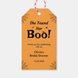 Orange She Found Her Boo Halloween Bridal Shower  Gift Tags