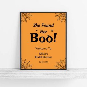 Orange She Found Her Boo Halloween Bridal Shower  Poster