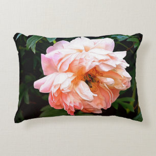 Orange Sherbert Romantic Peony Accent Pillow