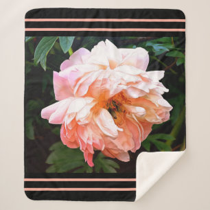 Orange Sherbert Romantic Peony Sherpa Blanket