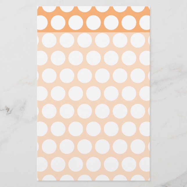 Orange Sherbet and White Polka Dots Stationery (Front)