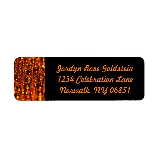 Orange Shimmer Lights Return Address Labels (Front)