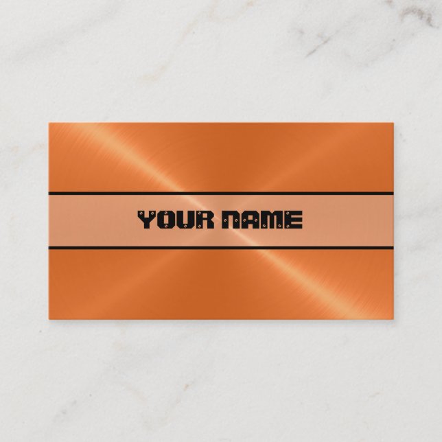 Orange Shiny Stainless Steel Metal Business Card (Front)