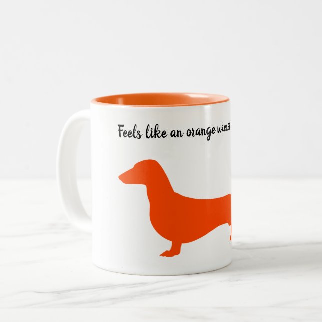 Orange Silhouette Dachshund Mug (Front Left)