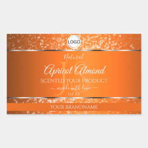 Orange Silver Logo Initials Glitter Product Labels