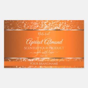 Orange Silver with Glitter Initials Product Labels