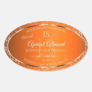 Orange Silver with Glitter Initials Product Labels