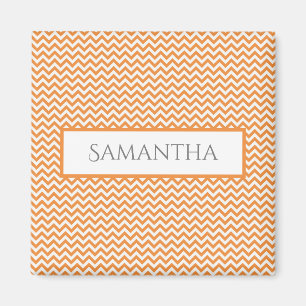Orange Simple Chevron Personalized Magnet