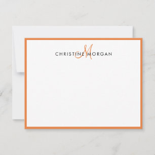 Orange simple chic minimalist monogram name card