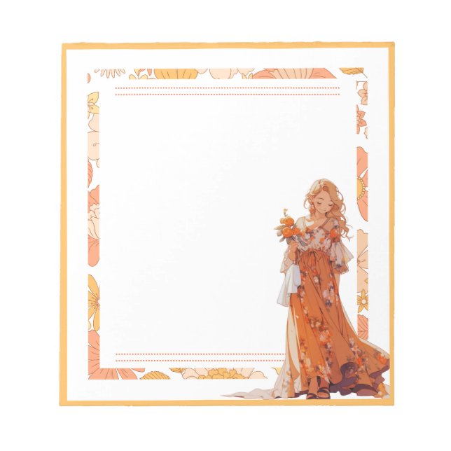Orange Simple Cute Anime Boho Notepad (Front)