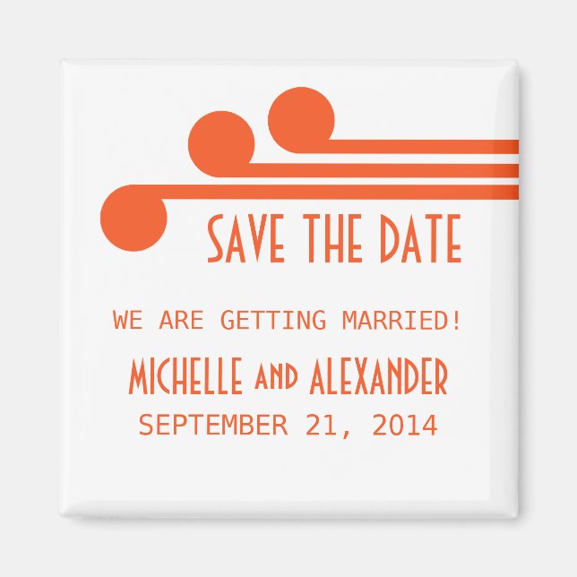 Orange Simple Deco Chic Save the Date Magnet (Front)