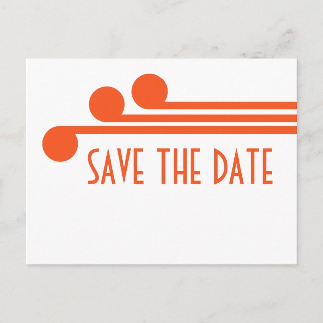 Orange Simple Deco Chic Save the Date Postcard (Front)