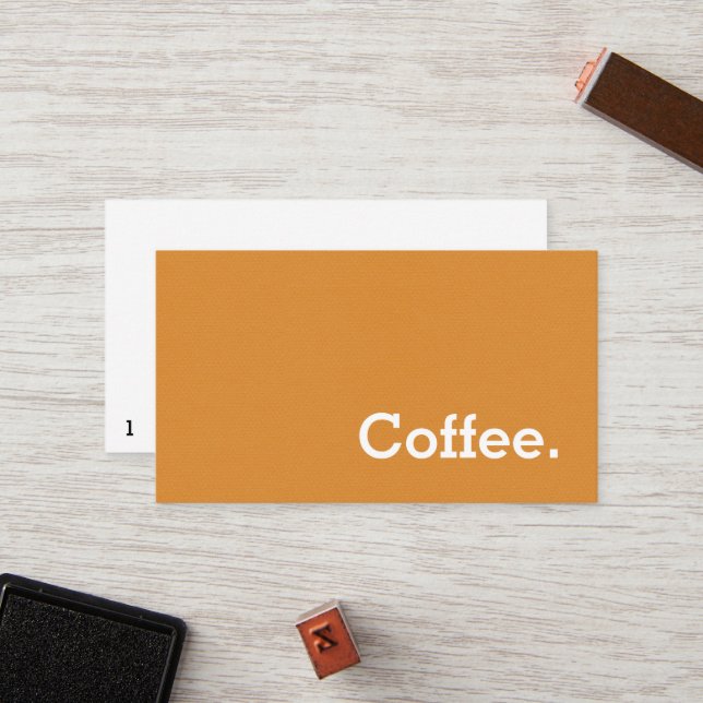 Orange Simple Word Dark Loyalty Coffee Punch-Card Card (Front/Back In Situ)