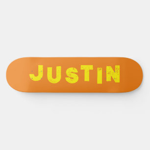 Orange skateboard solid color personalized name