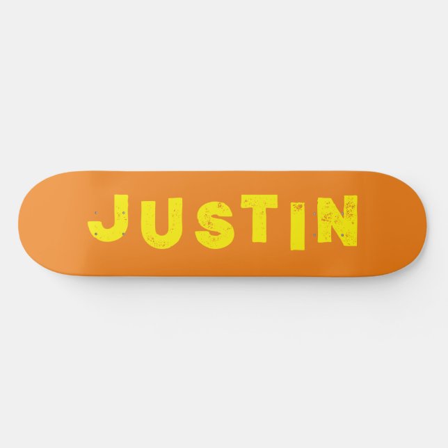 Orange skateboard solid color personalized name (Horz)