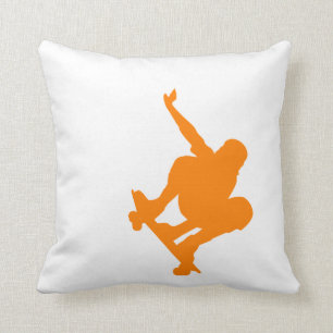 Orange Skater; Skateboard Throw Pillow