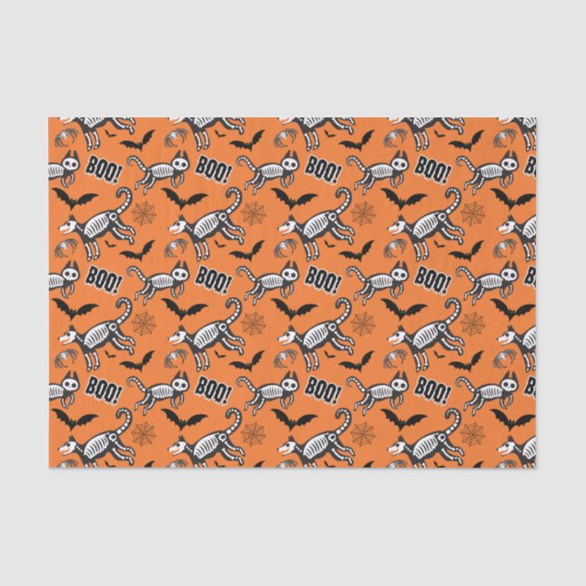 Orange Skeleton Animals Tissue Paper (Front)