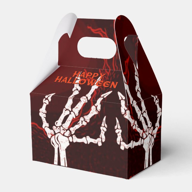 Orange Skeleton Hands Gable Favor Box (Front Side)