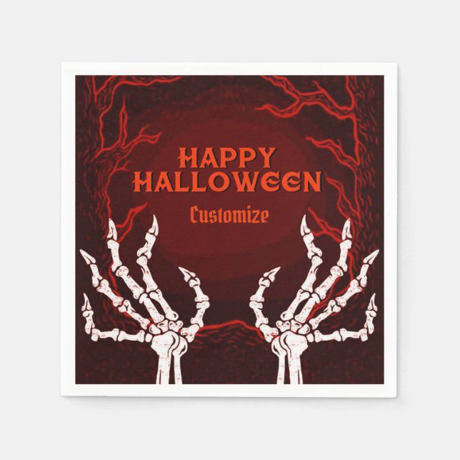 Orange Skeleton Hands Napkin (Front)