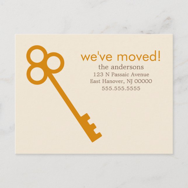 Orange Skeleton Key Moving Announcements (Front)