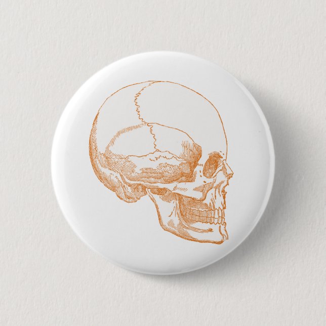 orange skull 2 inch round button (Front)