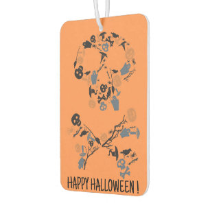 Orange Skull and Crossbones bats ghosts  Air Freshener