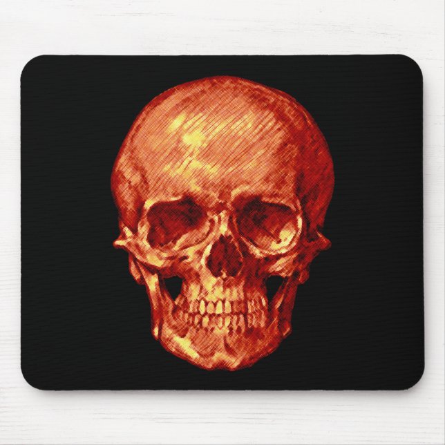 Orange Skull Halloween Mouse Pad (Front)
