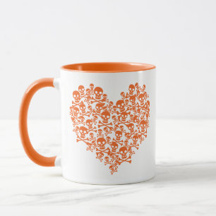 Orange Skull Heart Mug