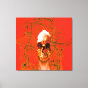 Orange Skull in Water Canvas Print