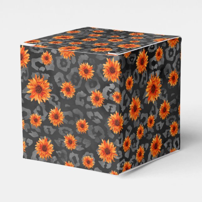 Orange Skulls and Sunflower Series Design 4 Favor Box (Front Side)
