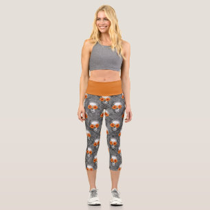 Orange Skulls and Sunflower Series Design 9   Capri Leggings