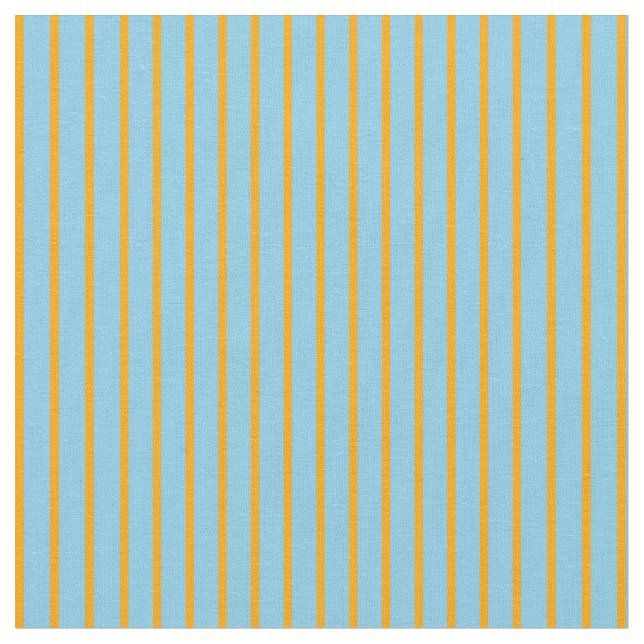 Orange & Sky Blue Coloured Pattern of Stripes Fabric (Close Up)